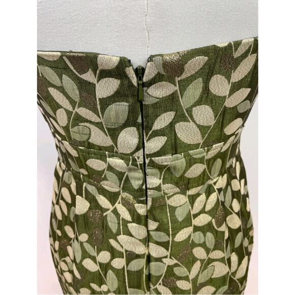 Maggy London Green & Gold Brocade Cocktail Dress Sleeveless Women’s Size 8 NWT - Picture 10 of 16